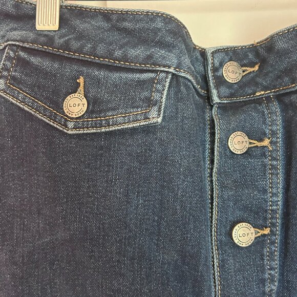 Button Front Loft Denim Mini Skirt Size:14 - Picture 2 of 4